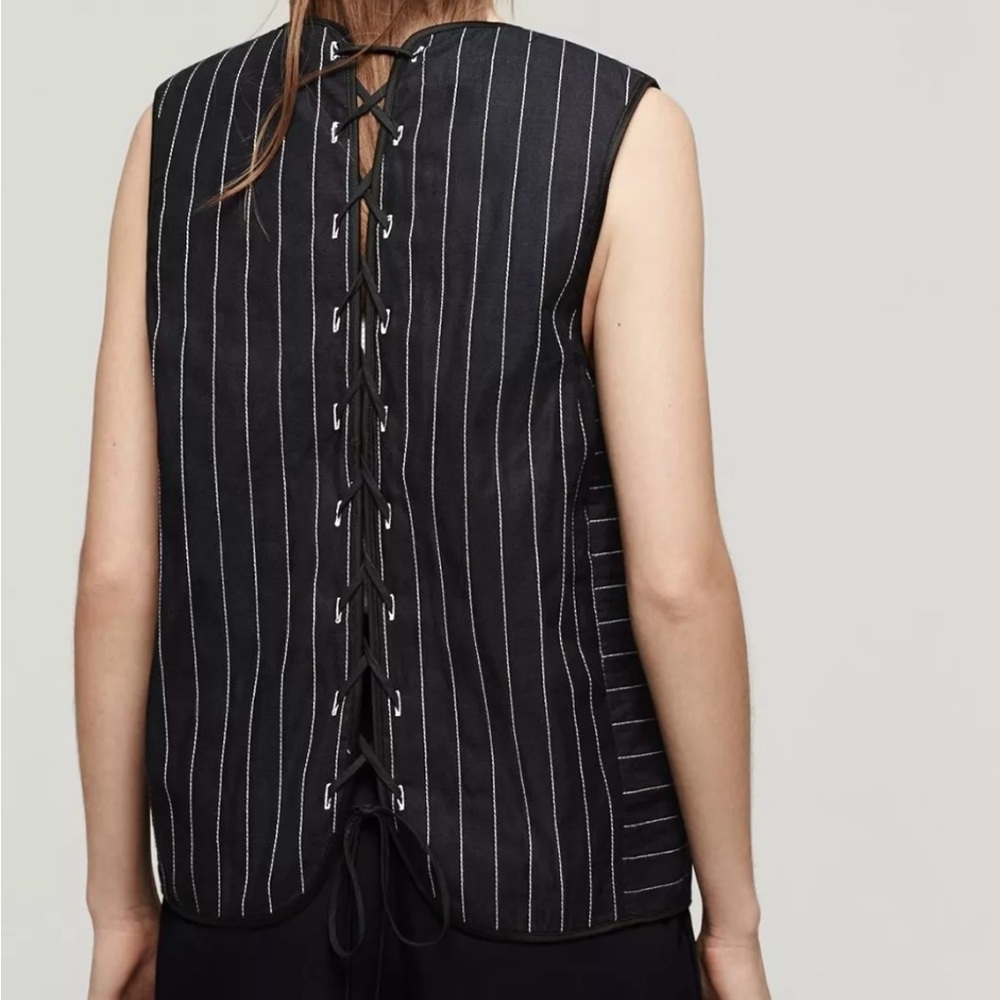 Rag & Bone Weaver Quilted Lace up Back Corset Oversized Vest Women XXS